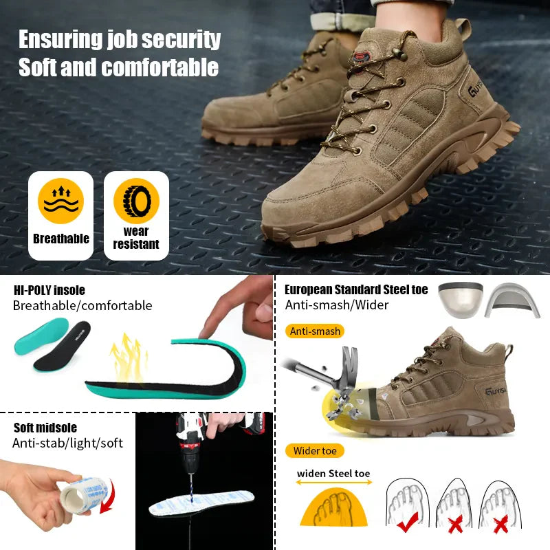 👷 पुरुषहरूको उच्च–कॉलर एन्टि–इम्प्याक्ट सुरक्षा जुत्ता 👷