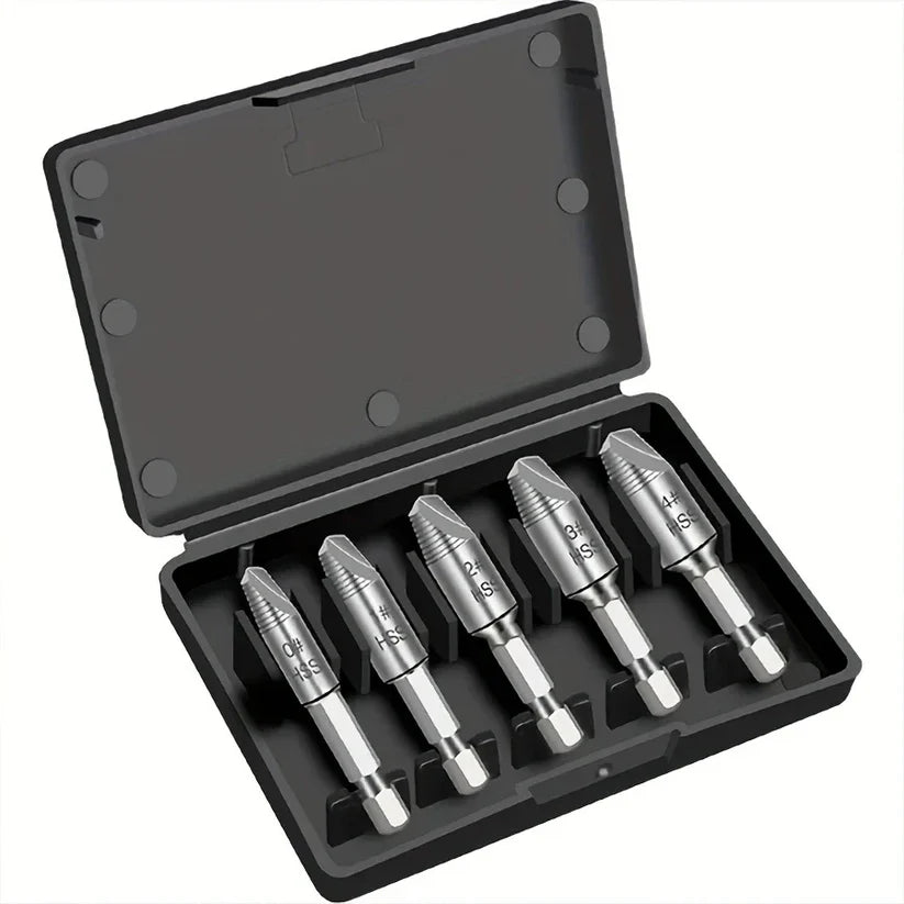 ५ वटा बिग्रिएका स्क्रू निकाल्ने ड्रिलहरूको सेट" ✅