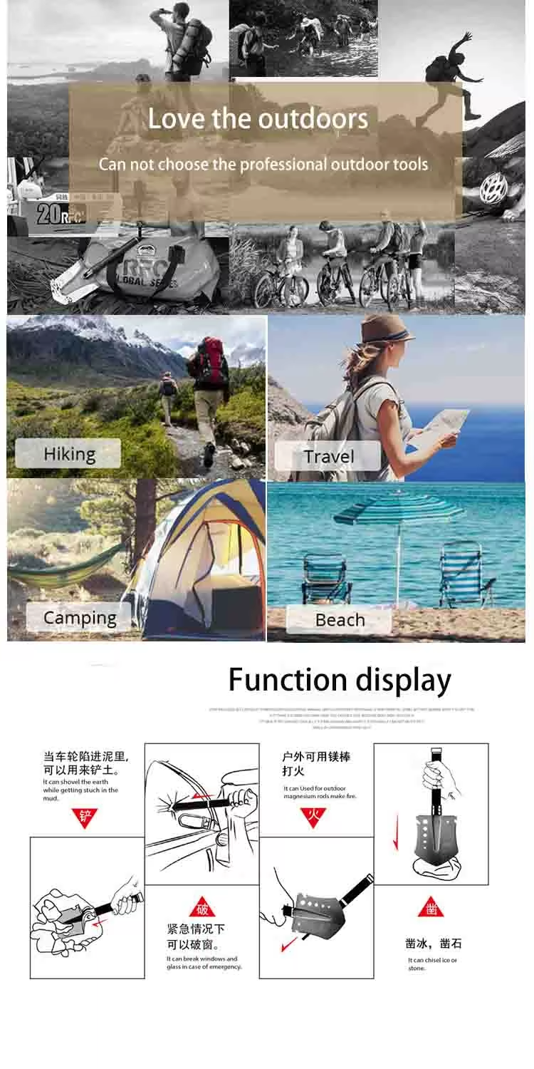 आउटडोर बहुउपयोगी बाक्लो फोल्डेबल सैनिक फावडा (इन्जिनियर शभेल) 🪖⛏️