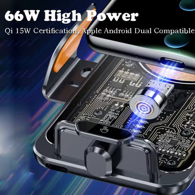 ६६W फास्ट वायरलेस कार चार्जर फोन होल्डर