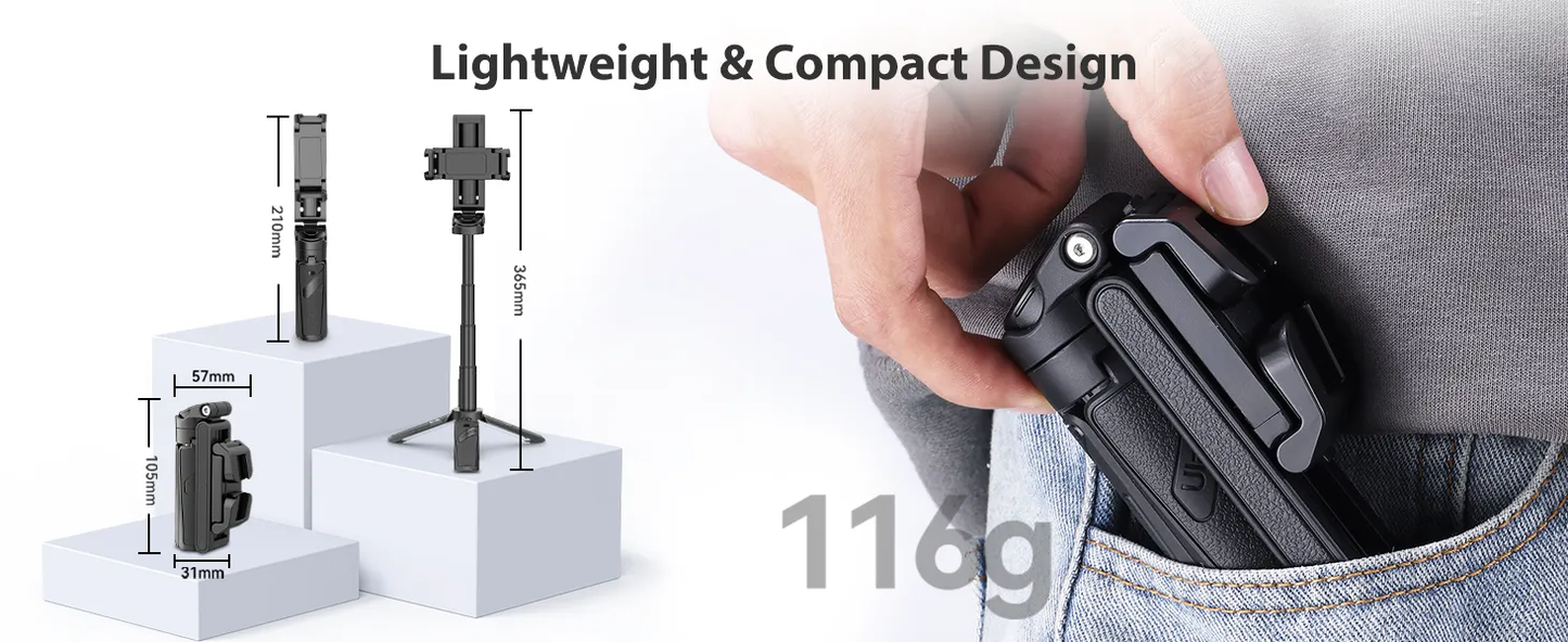 3 in 1 Pocket-sized Folding Bluetooth Selfie Stick Built-in Tripod