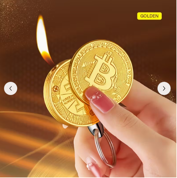 बिटकॉइन आकारको ब्यूटेन लाइटर