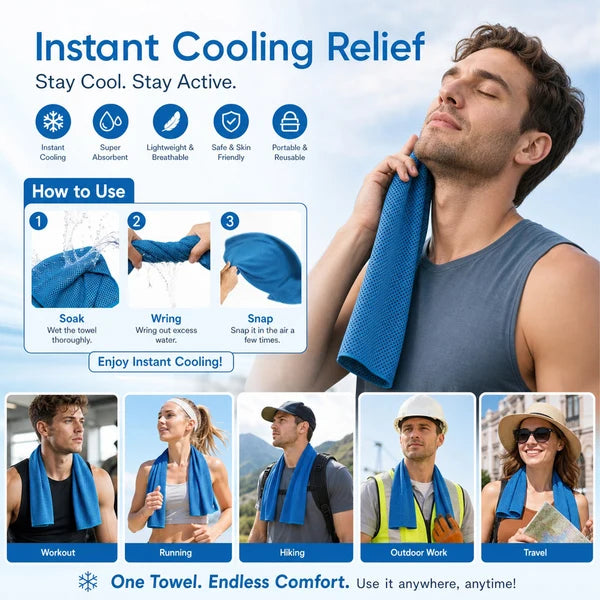 ❄️Cold Sweat Towel You Can Use Anywhere, Anytime! Reusable Soft Absorbent Cooling Portable