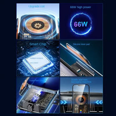 ६६W फास्ट वायरलेस कार चार्जर फोन होल्डर