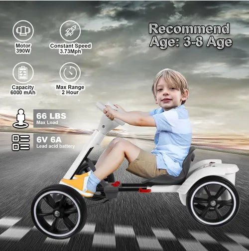 🔥Electric Go Kart for Kids , Foldable 4-Wheel Go Kart W390 Motor, 3H Endurance （With Remote Control）