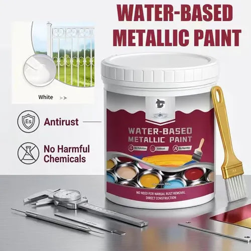 🔥HOT SALE🔥Rust Converter Metallic Paint – One coat stops rust, no sanding, no fumes. Dries to a sleek metal finish. Perfect for garden tools & gates. 🔨🛡️