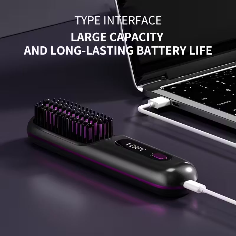 पोर्टेबल वायरलेस कपाल सिधा गर्ने कंघी - USB चार्जिङ ✅