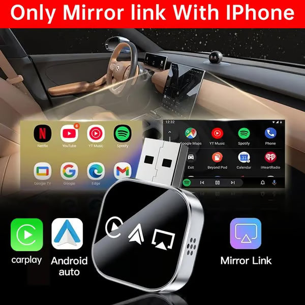 📶 3 in 1 Screen Mirror iOS Phone, wired to wireless Carplay adapter