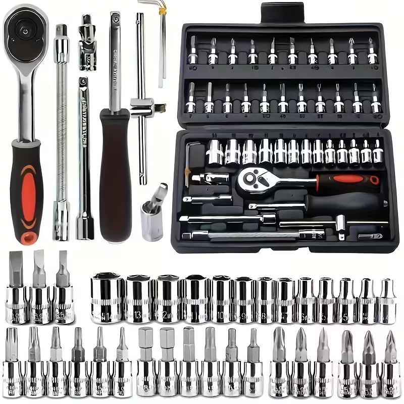 🔥 46pcs Heavy-Duty Socket Set – कार/मोटर/ट्रक मर्मतको लागि उत्तम！