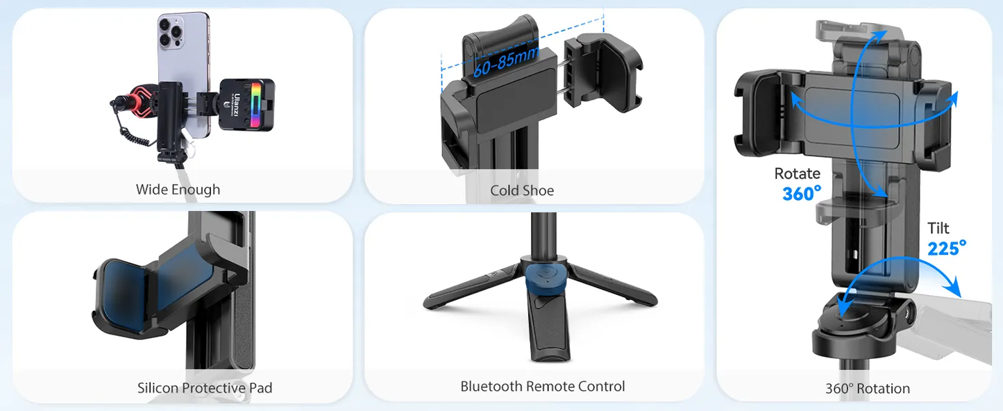 3 in 1 Pocket-sized Folding Bluetooth Selfie Stick Built-in Tripod