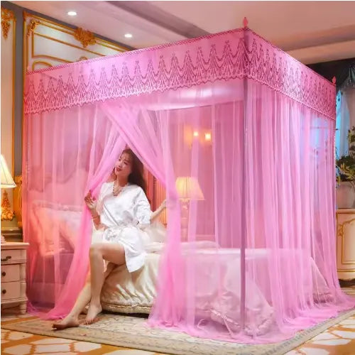 🎁Palace-style foldable mosquito net tent, princess style, square mosquito net with lace trim