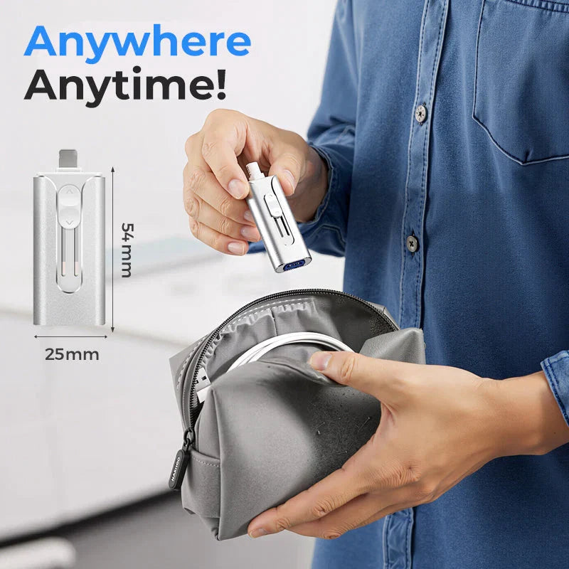 64GB+Micro USB + MFi Certified Lightning + 8 Pin + USB 3.0 4 in1 Flash Drive for iPhone iPad Android PC