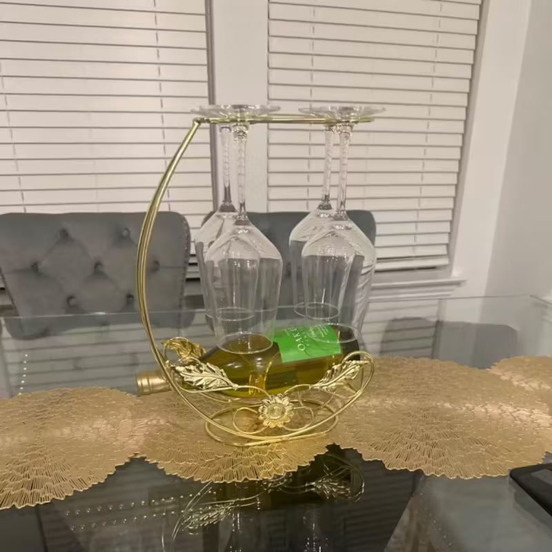 भारी-ड्युटी धातुको वाइन बोतल र ग्लास होल्डर आयोजक