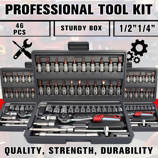 🔥 46pcs Heavy-Duty Socket Set – कार/मोटर/ट्रक मर्मतको लागि उत्तम！