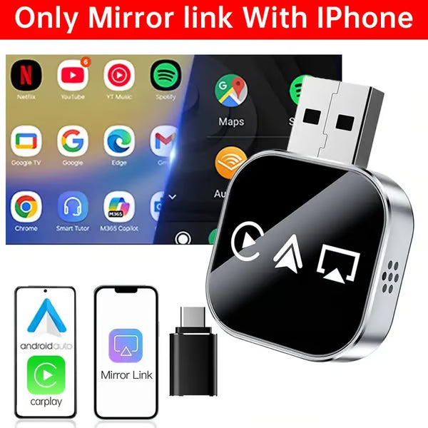 📶 3 in 1 Screen Mirror iOS Phone, wired to wireless Carplay adapter