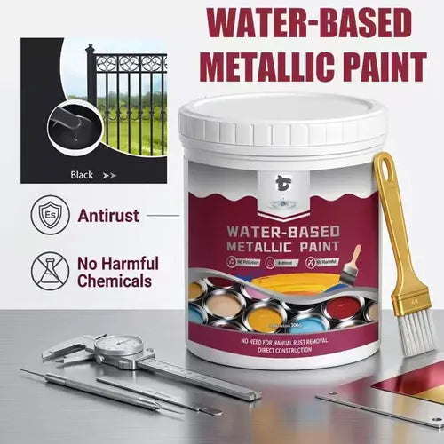 🔥HOT SALE🔥Rust Converter Metallic Paint – One coat stops rust, no sanding, no fumes. Dries to a sleek metal finish. Perfect for garden tools & gates. 🔨🛡️