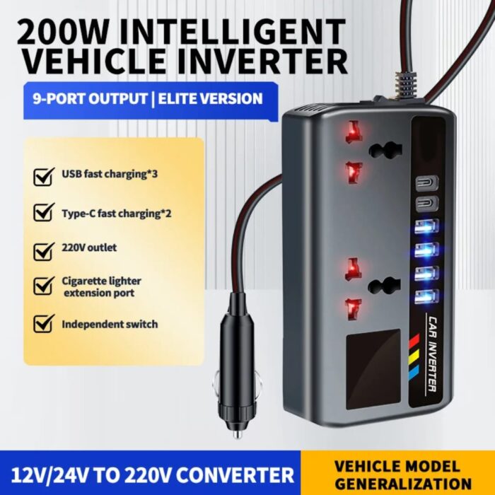 CAR POWER INVERTER 12v24v to 220v – Universal for Cars and Trucks