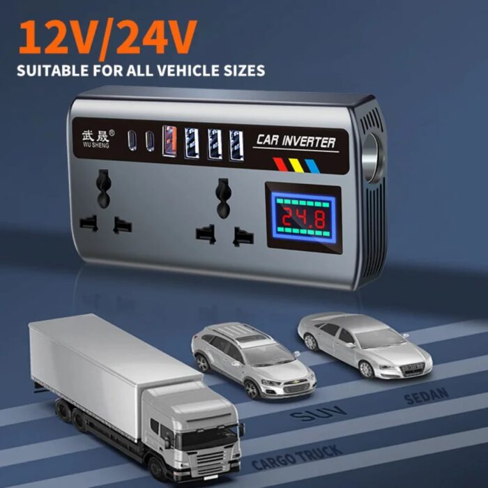 CAR POWER INVERTER 12v24v to 220v – Universal for Cars and Trucks