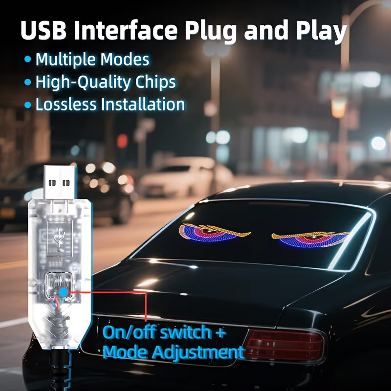 USB डेमोन आइ LED — १६ रंग, प्लग & प्ले, ब्याट्री बिना चल्ने