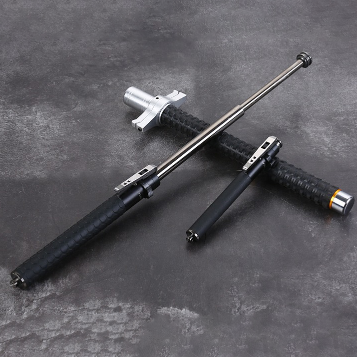 Automatic Spring Expandable Baton – Self-Defense Weapon, Legal Car-Carry Solid Steel Telescopic Stick (3-Section)