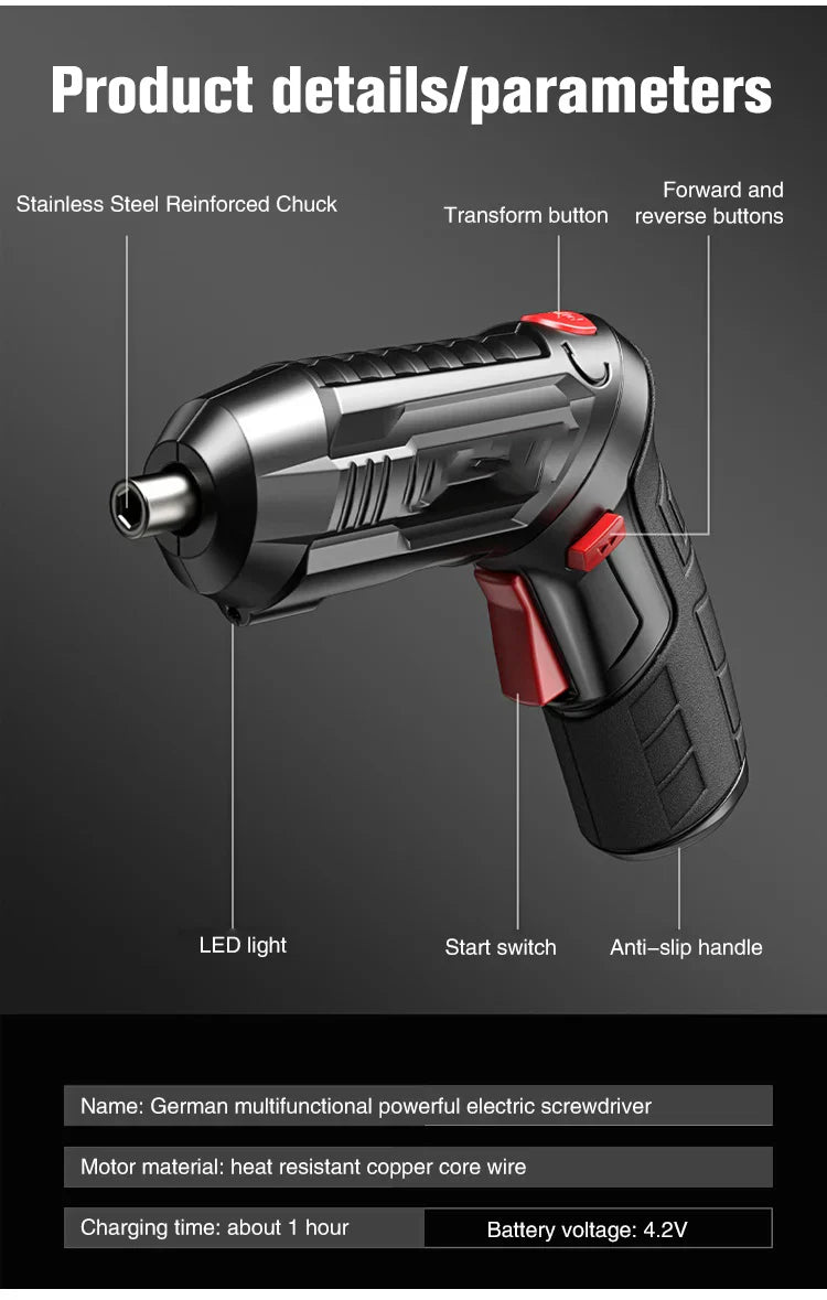 🔥🛠️Rechargeable electric hand drill, high-power hand drill, hardware tools, multi-functional power tools