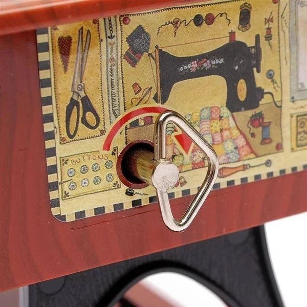 Wood Mini Sewing Machine Music Box