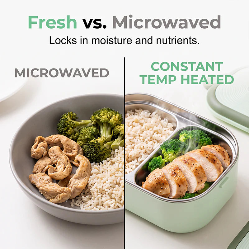 Portable Electric Heated Lunch Box Water-Free Food Warmer